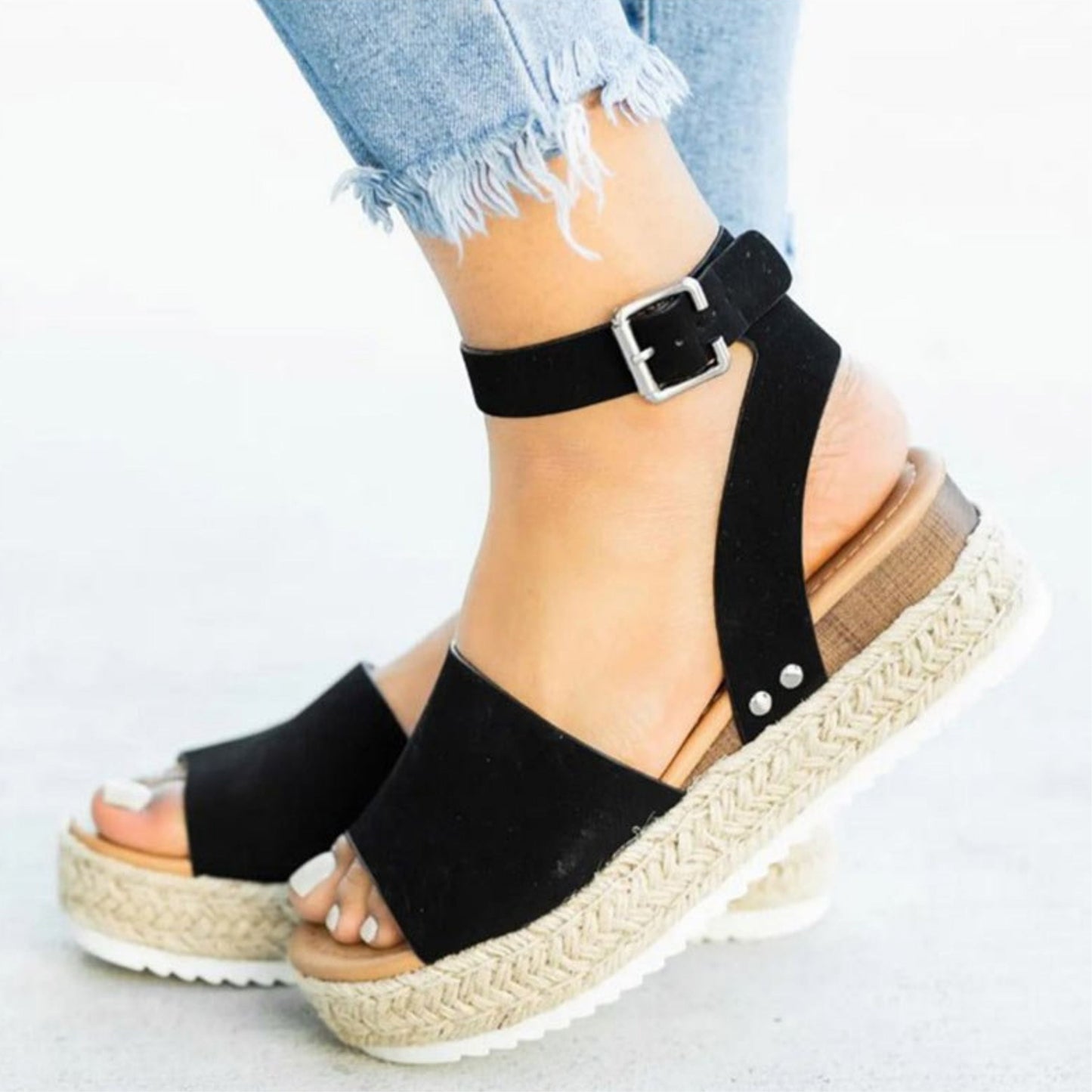JO | | Women's platform sandals with adjustable ankle strap