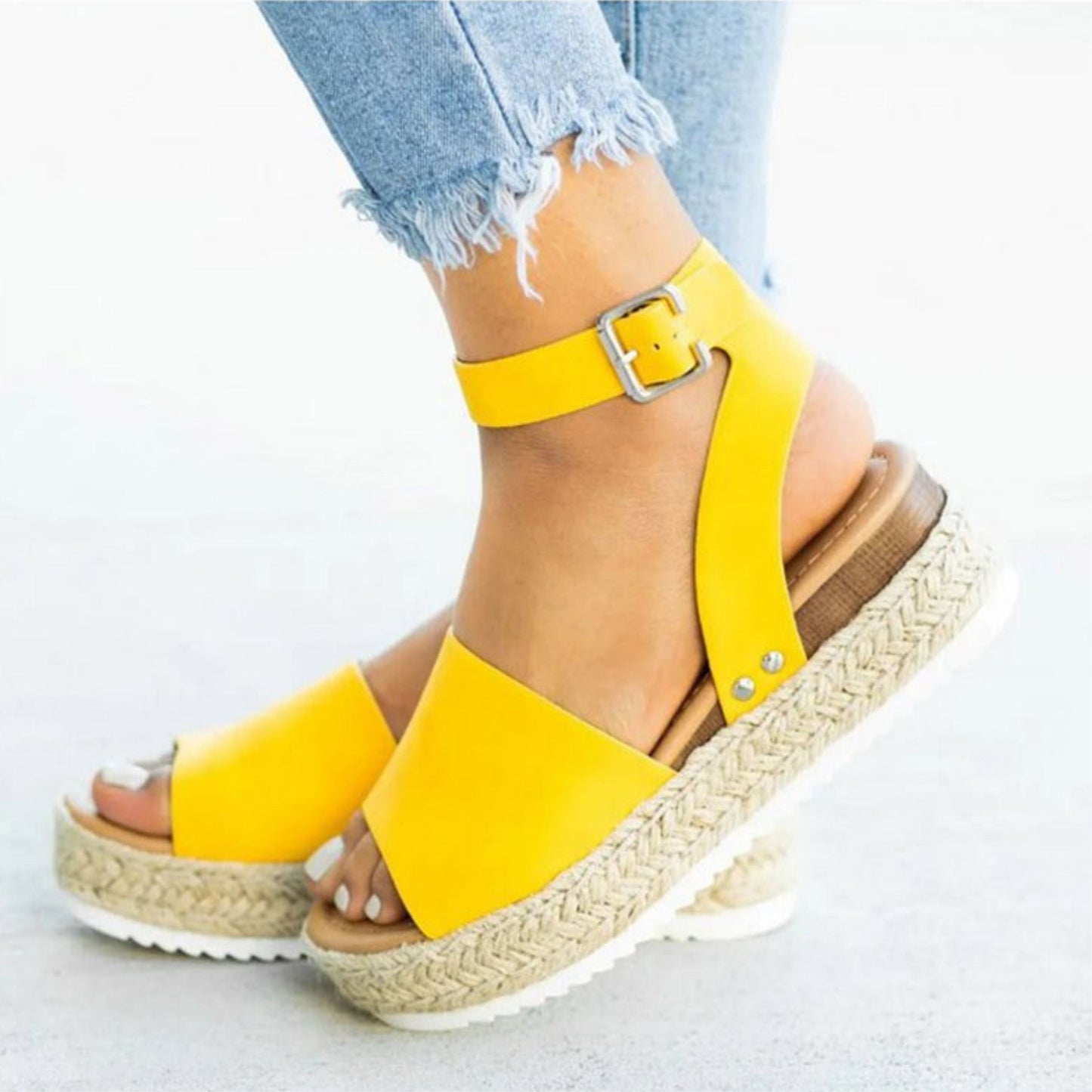 JO | | Women's platform sandals with adjustable ankle strap