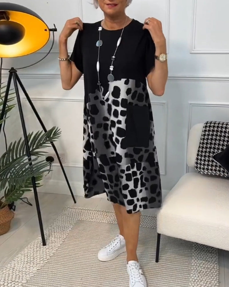 JO | Stylish short-sleeved midi dress with leopard print