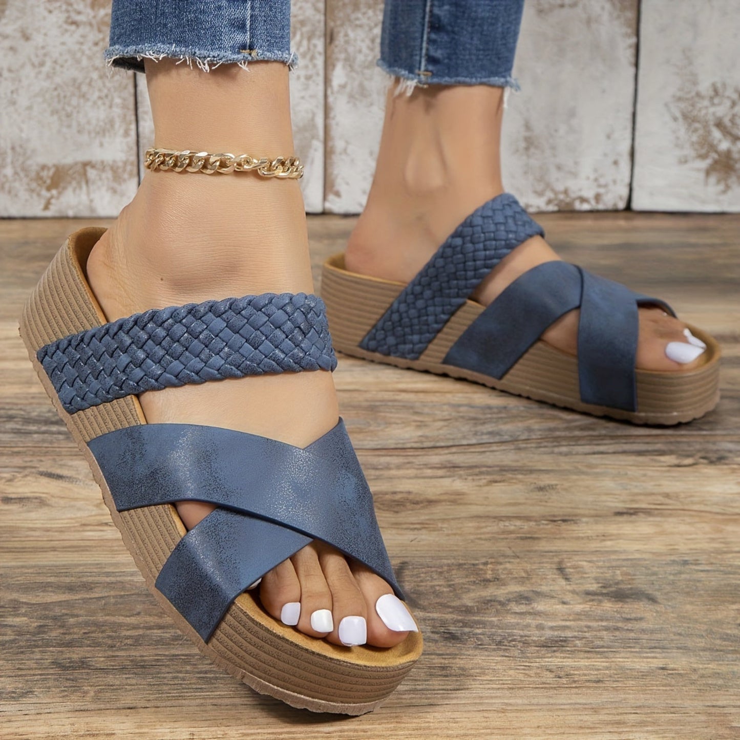 JO | | Women's sandals with wedge heel and braided straps