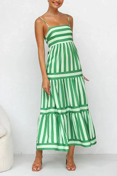 JO | Striped maxi dress with spaghetti straps and block stripes