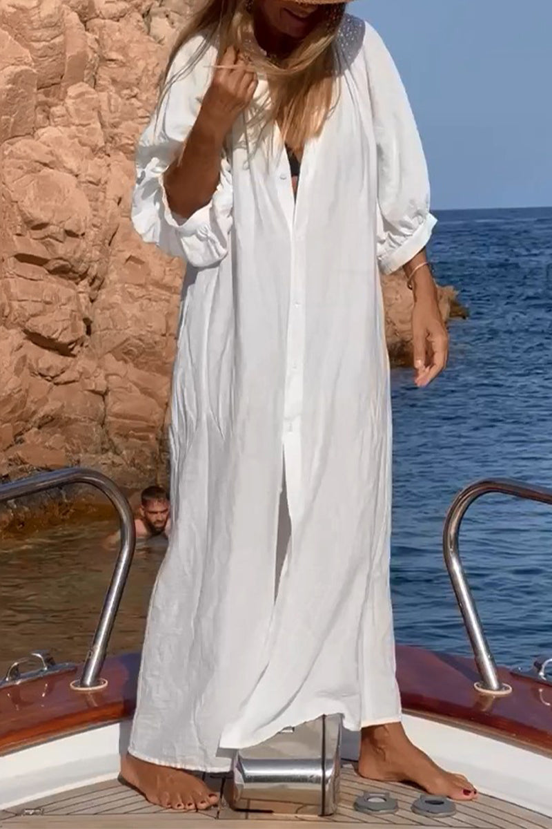 JO | Casual Vacation Solid Buckle Swimsuits Cover Up