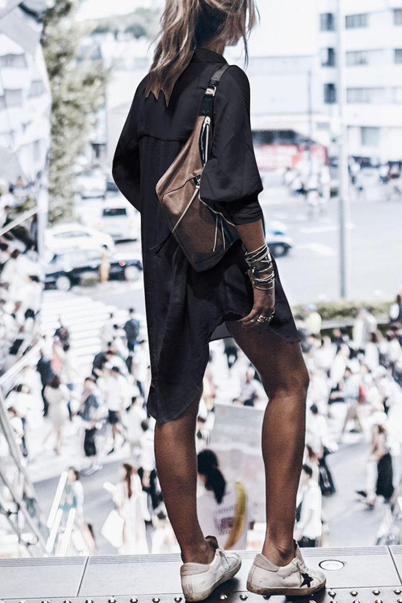 JO | Casual Street Solid Color Buckle Buttons Slit Swimsuits Cover Up