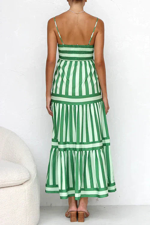 JO | Striped maxi dress with spaghetti straps and block stripes