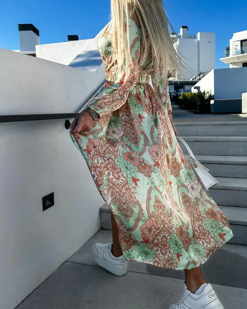 JO | elegant maxi dress with V-neck for weddings and special occasions