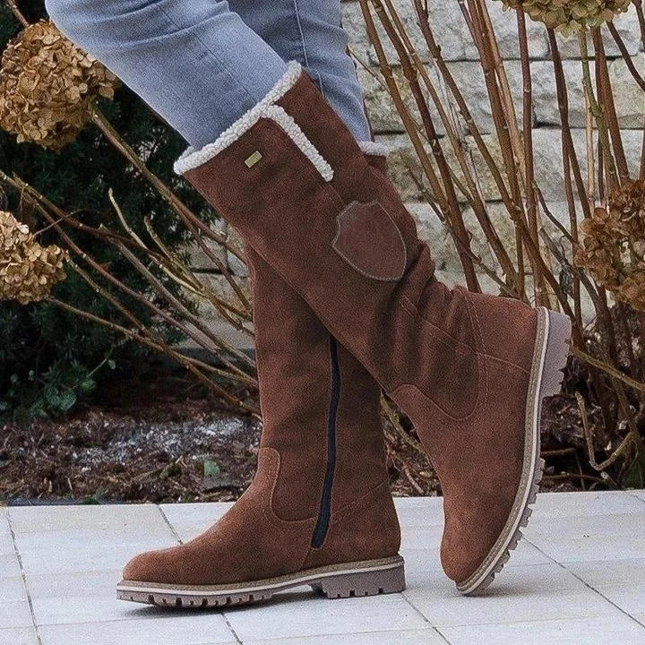 JO | Fashion flat knee-high snow boots with zipper