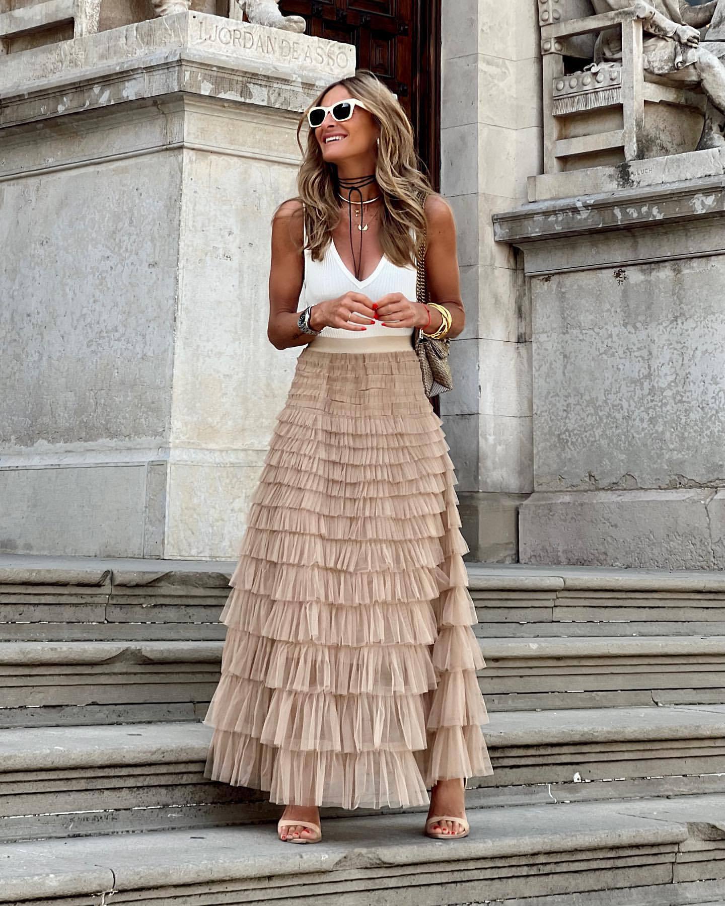 JO | Maxi skirt with ruffles and tulle