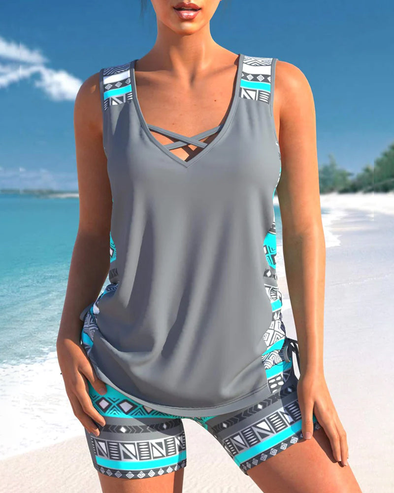 JO | Tankini set with geometric pattern