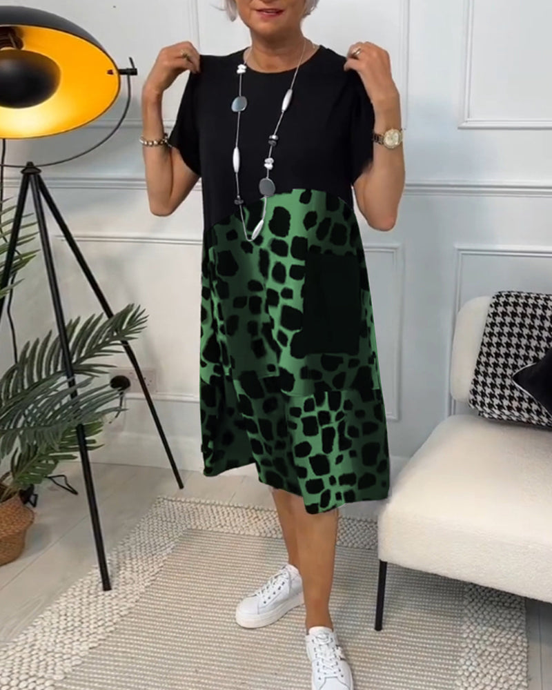 JO | Stylish short-sleeved midi dress with leopard print