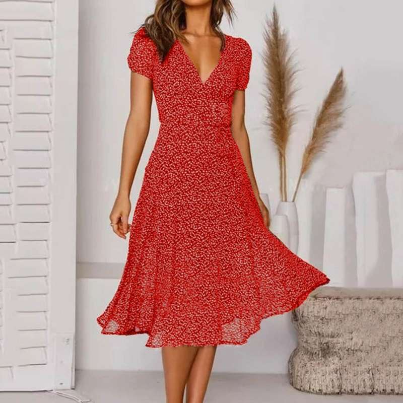 JO | V-neck wrap midi dress