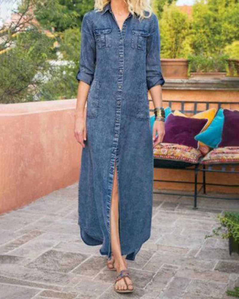 JO | versatile long-sleeved maxi dress for casual and smart occasions