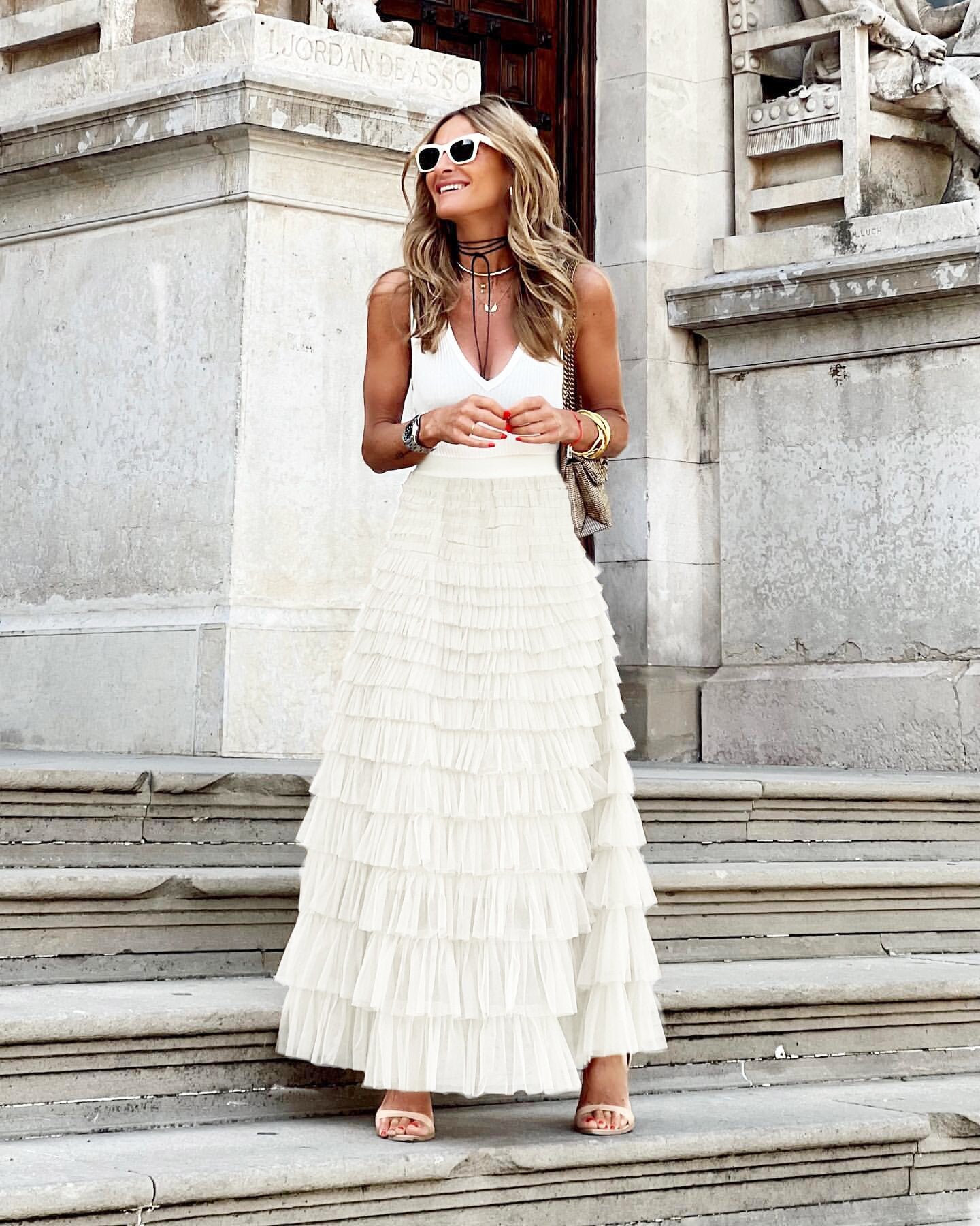 JO | Maxi skirt with ruffles and tulle