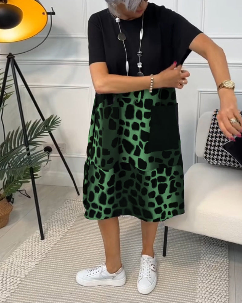 JO | Stylish short-sleeved midi dress with leopard print