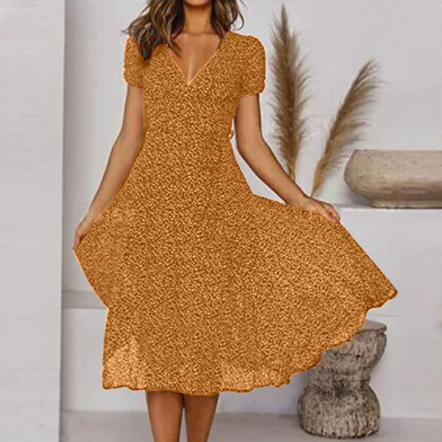 JO | V-neck wrap midi dress