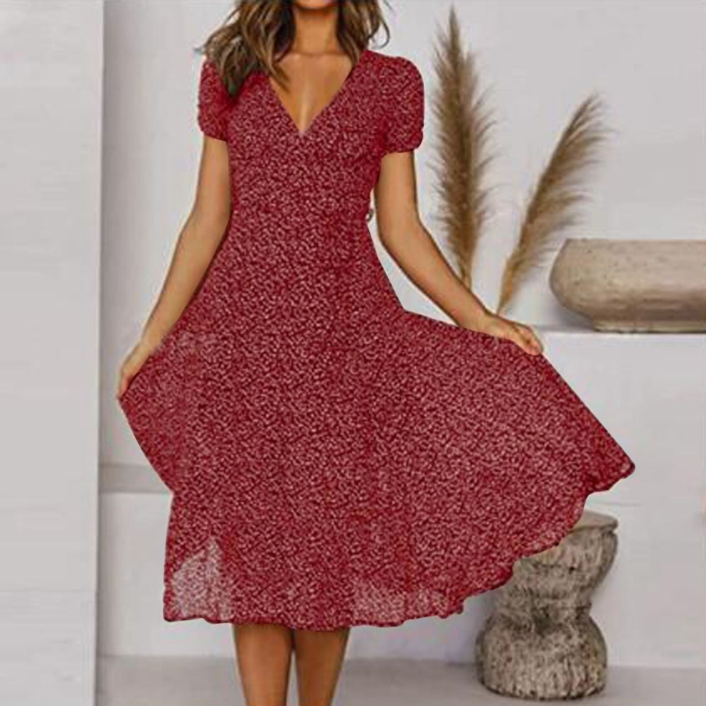 JO | V-neck wrap midi dress