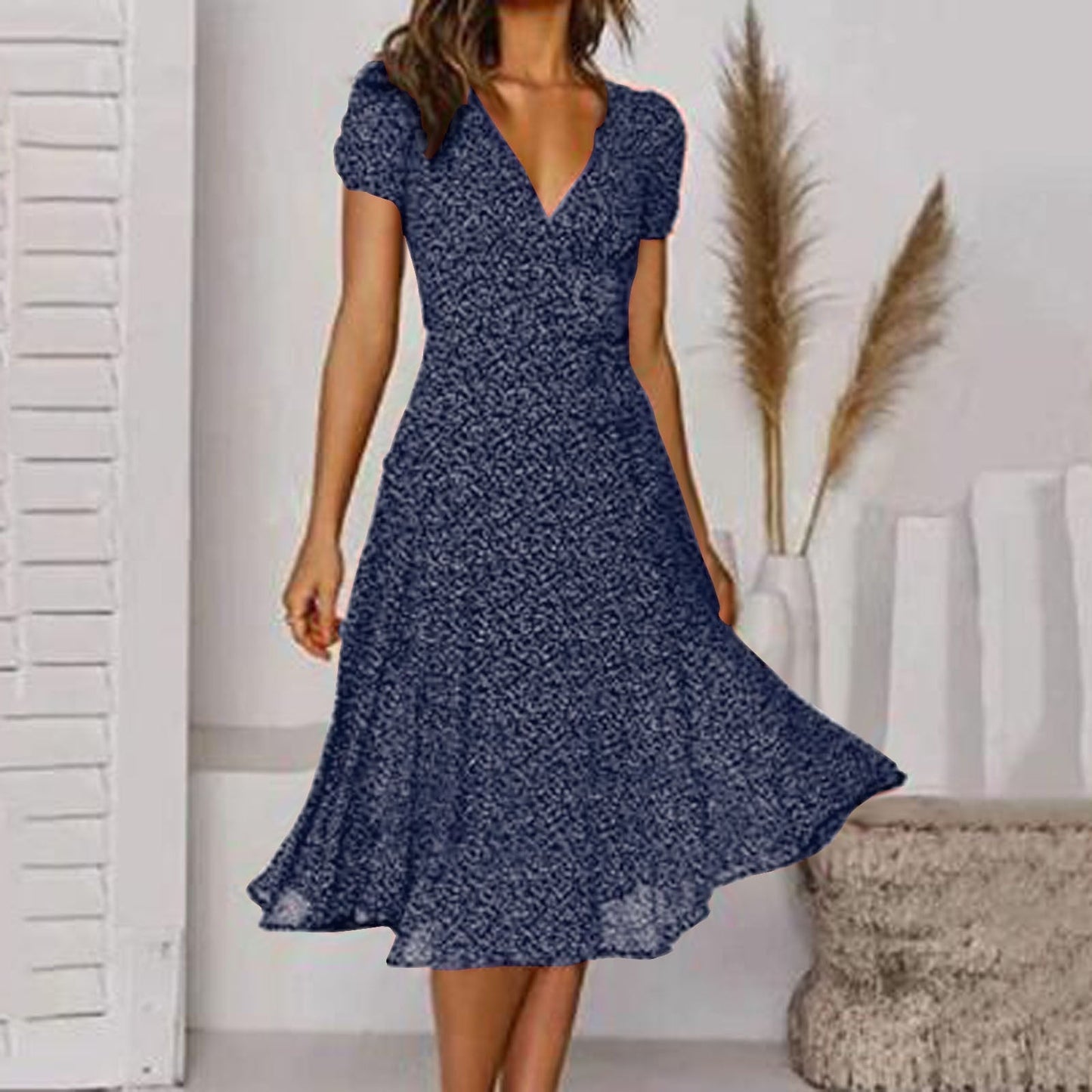 JO | V-neck wrap midi dress