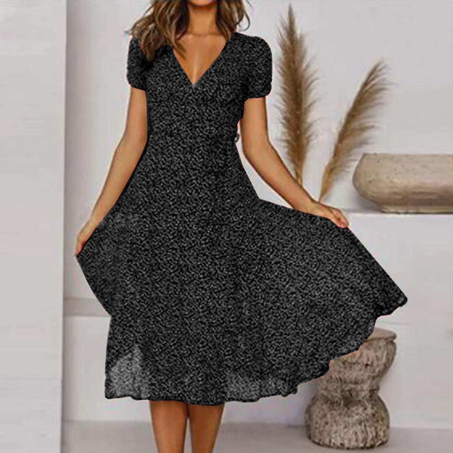JO | V-neck wrap midi dress