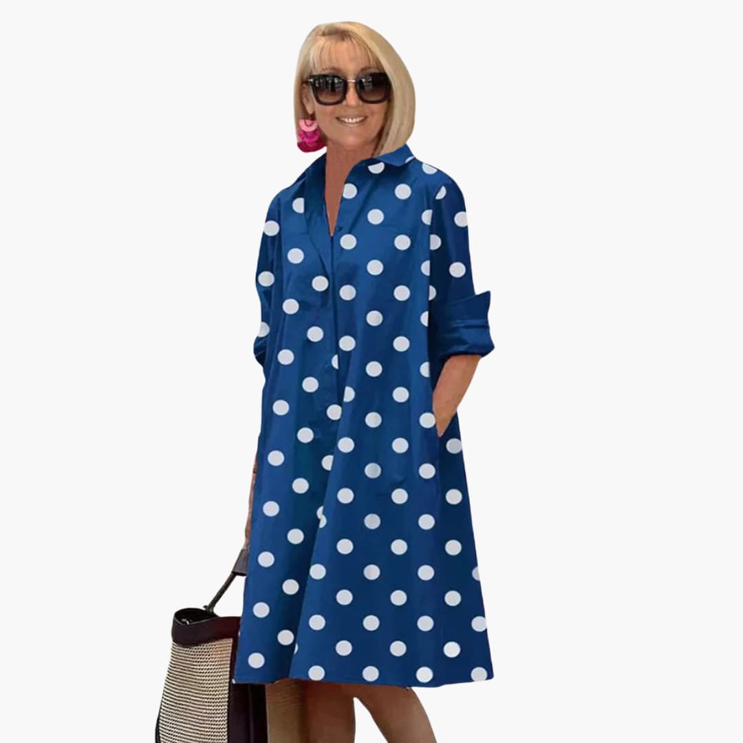 JO | Women's midi dress with long sleeves and polka dot print