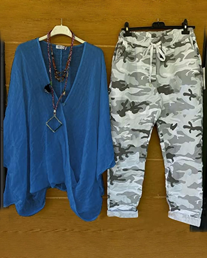 JO | Set of trousers and blouse with camouflage pattern