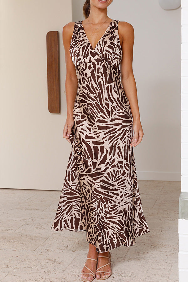 JO | Taylan Brown Deep V-neck midi dress