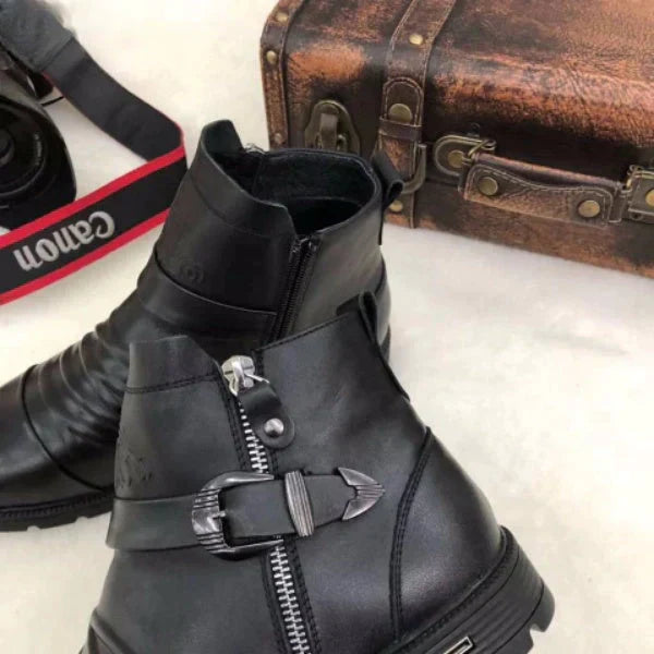 JO | Hand-stamped boots with zipper