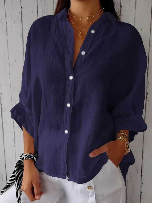 JO | Shirt with knot pattern in cotton and linen