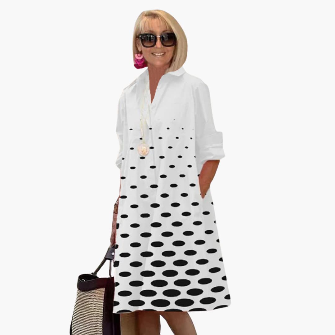 JO | Women's midi dress with long sleeves and polka dot print