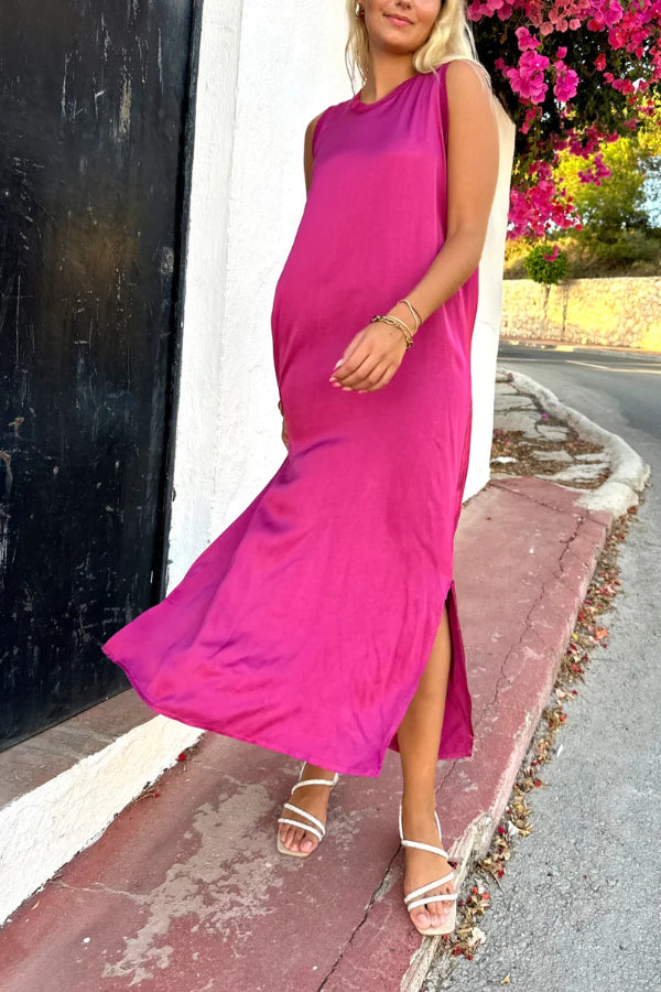 JO | Satin midi dress with seam detail