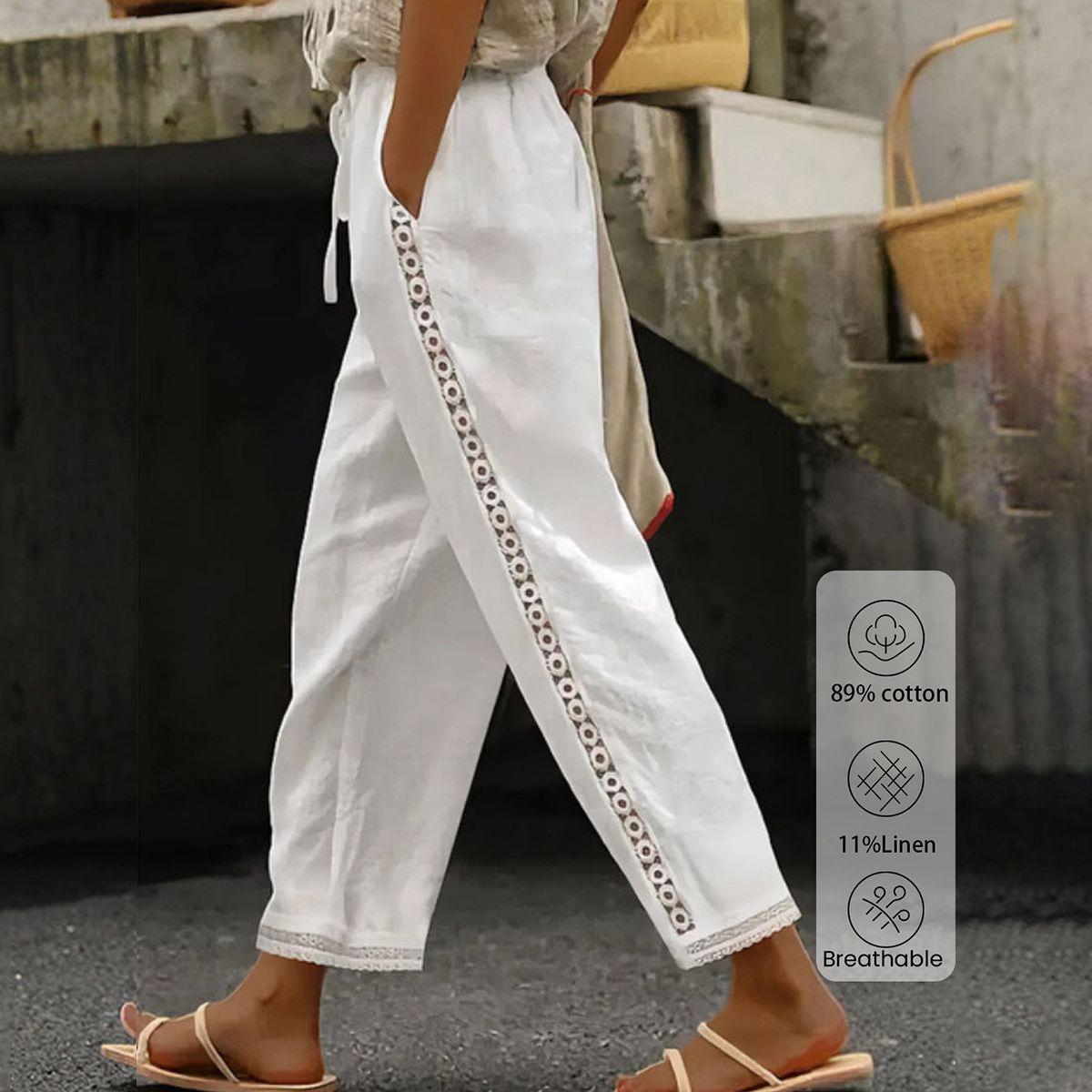 JO | White boho trousers with drawstring