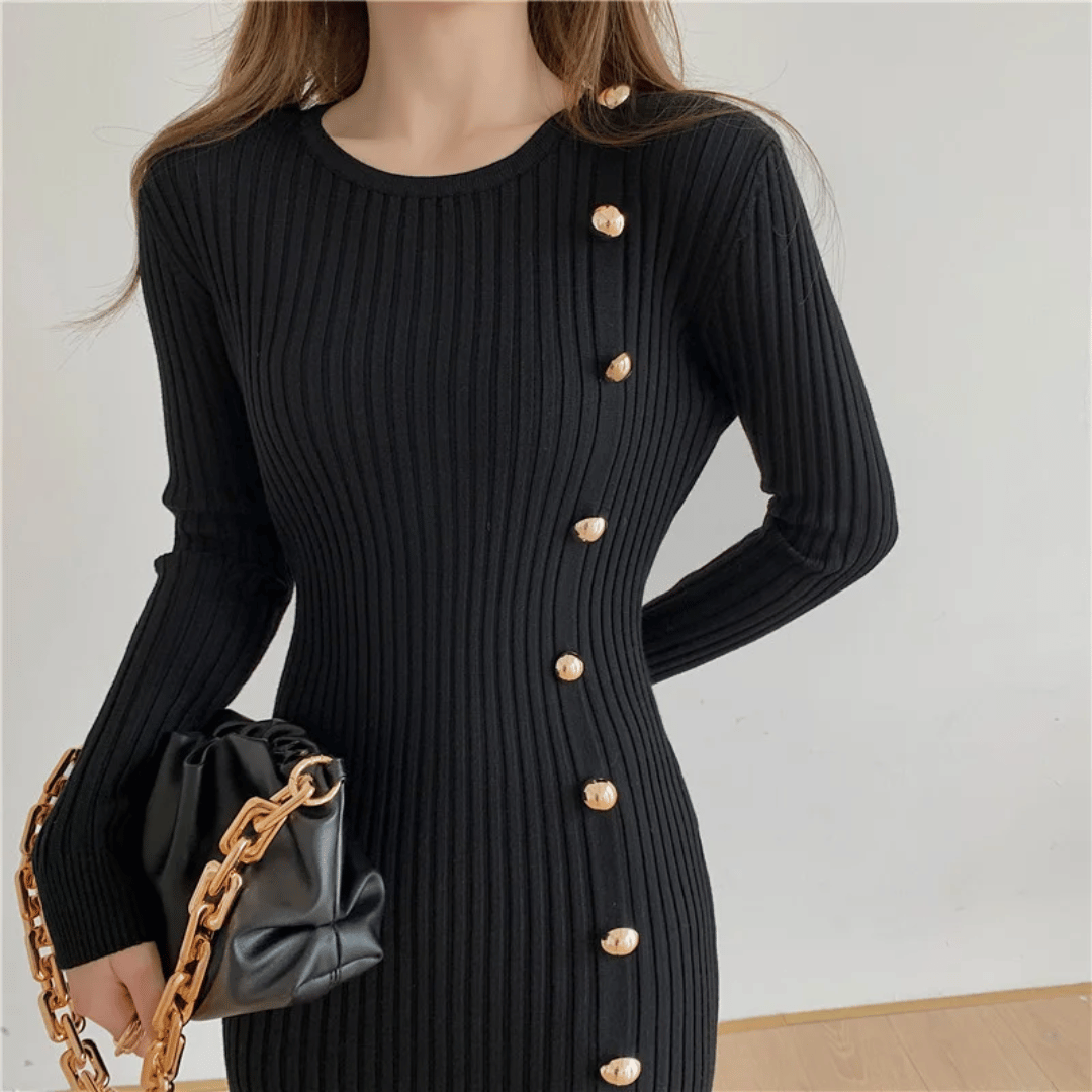 JO | elegant ribbed midi dress for women