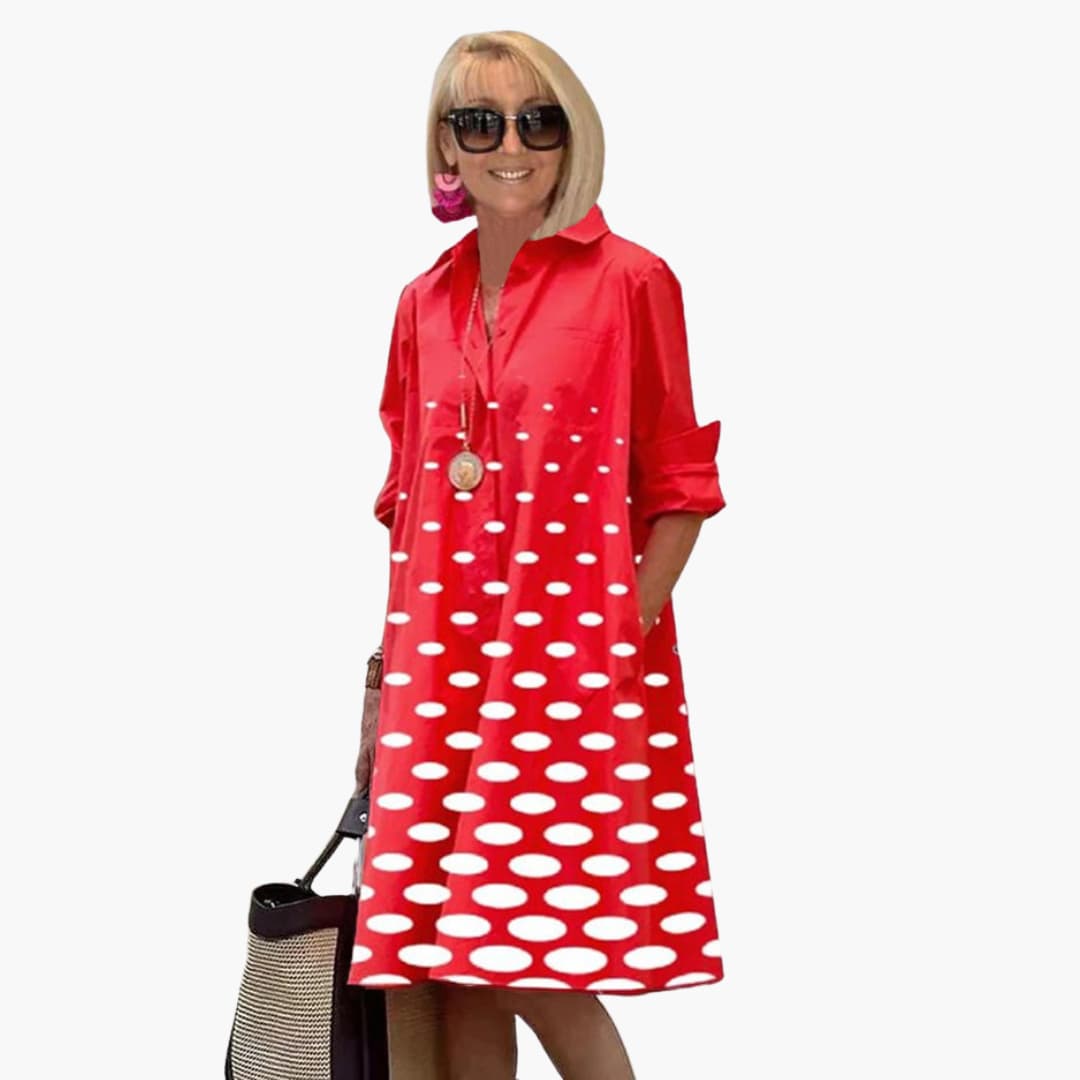 JO | Women's midi dress with long sleeves and polka dot print