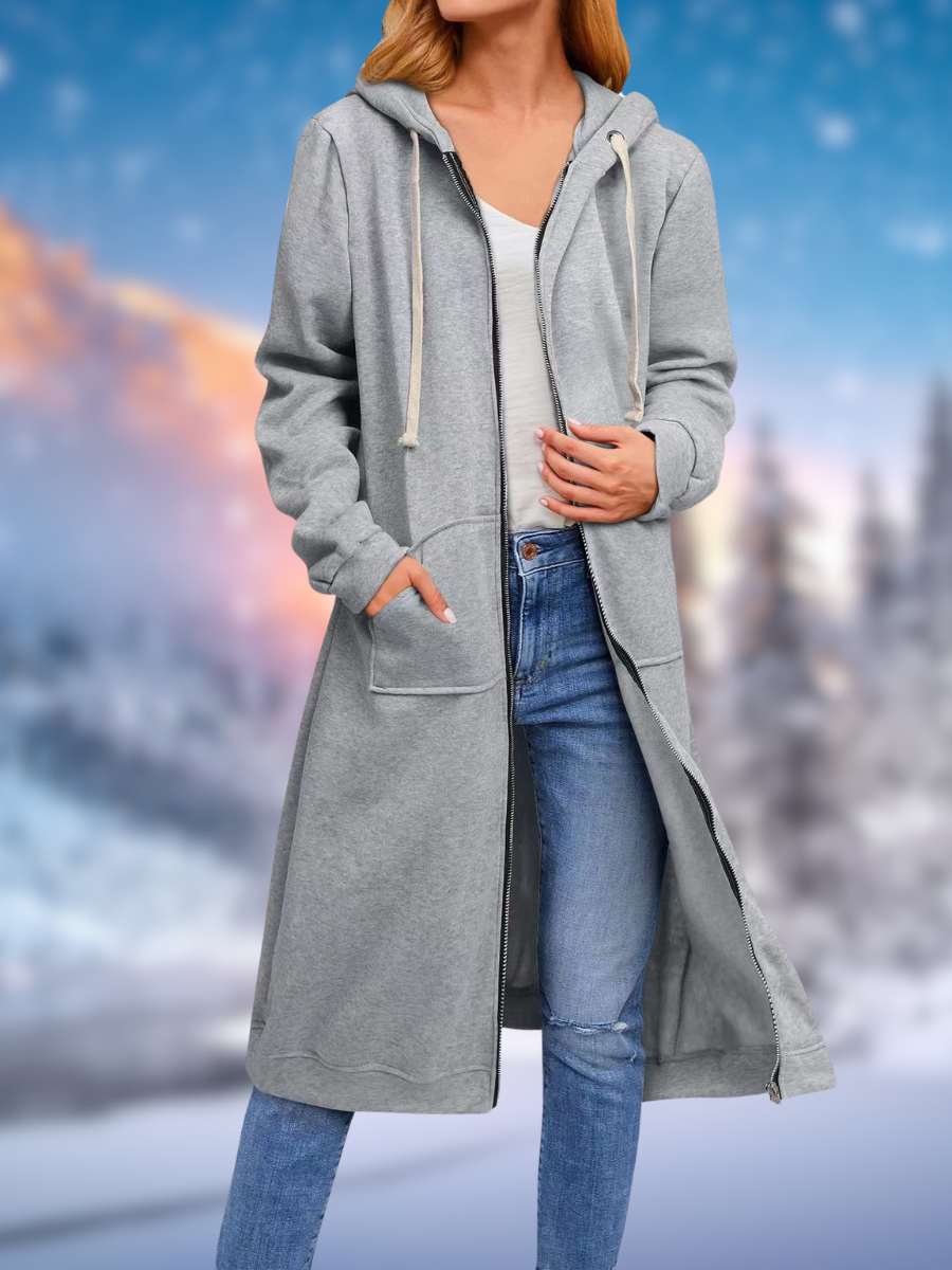 JO | Fashionable long coat with drawstring