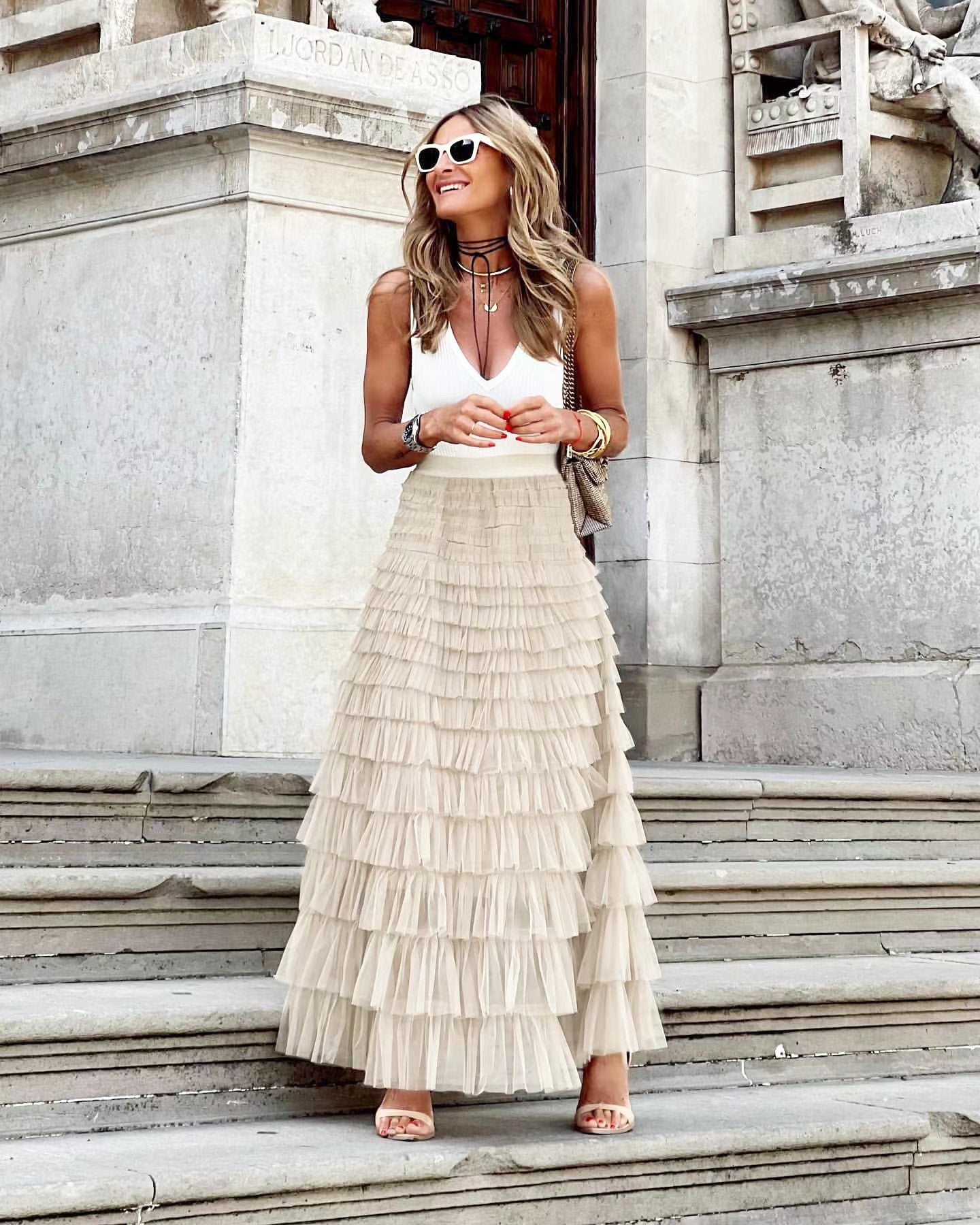 JO | Maxi skirt with ruffles and tulle