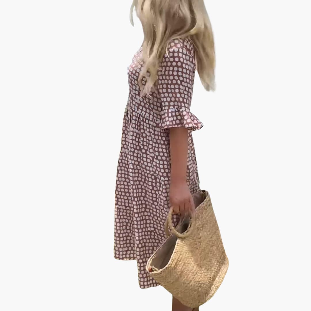 JO | Women's summer midi dress with tiered polka dot pattern