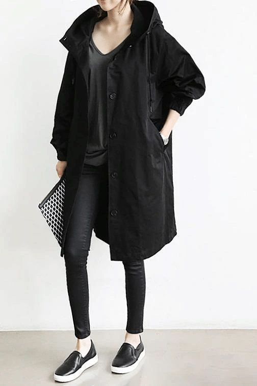 JO | Stylish, plain-colored, loose trench coat
