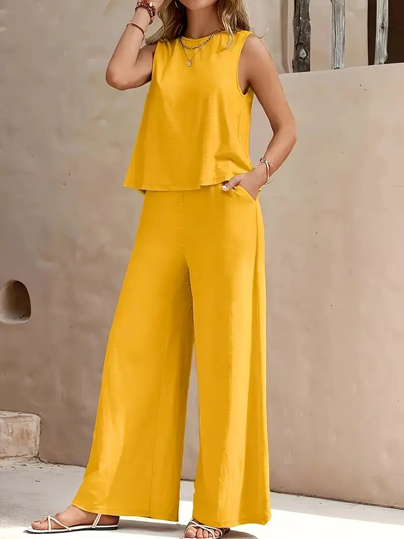 JO | Set of sleeveless top and wide-leg pants
