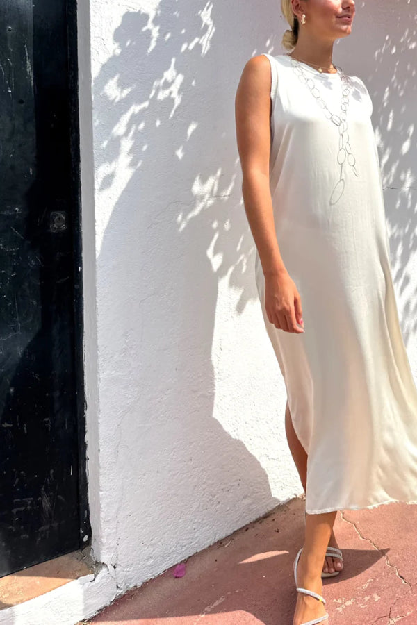 JO | Satin midi dress with seam detail