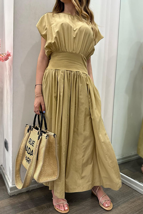 JO | MAKE A LIST ELASTIC WAIST RELAXED MIDI DRESS WITH POCKETS
