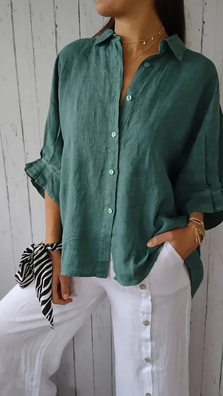 JO | Shirt with knot pattern in cotton and linen