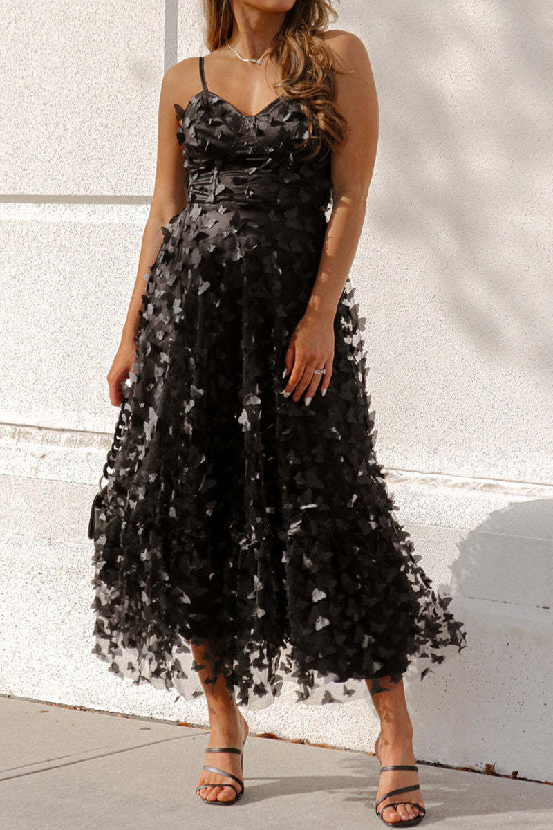 JO | Elegant strappy lace midi dress
