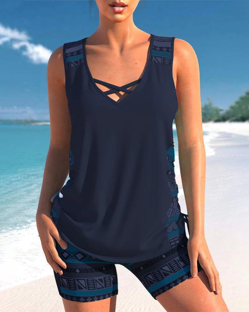 JO | Tankini set with geometric pattern