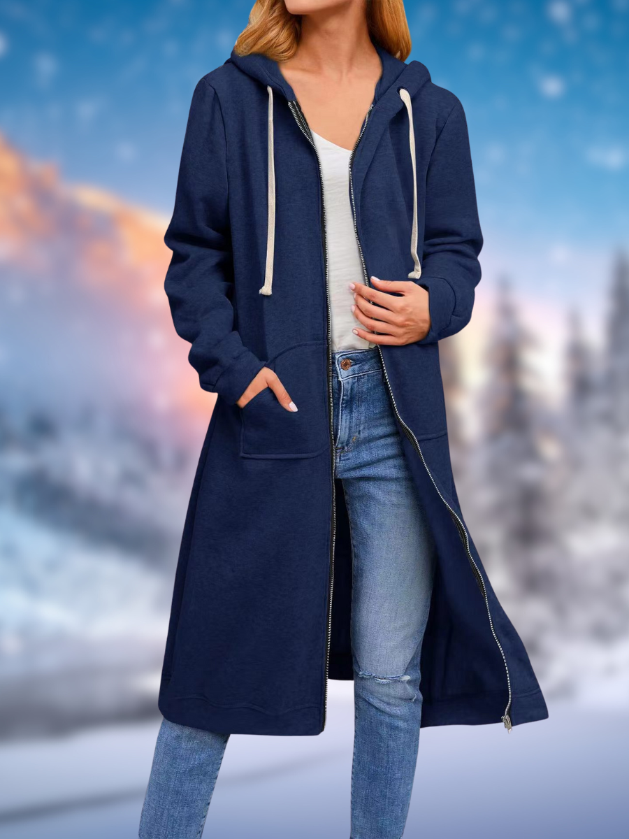 JO | Fashionable long coat with drawstring