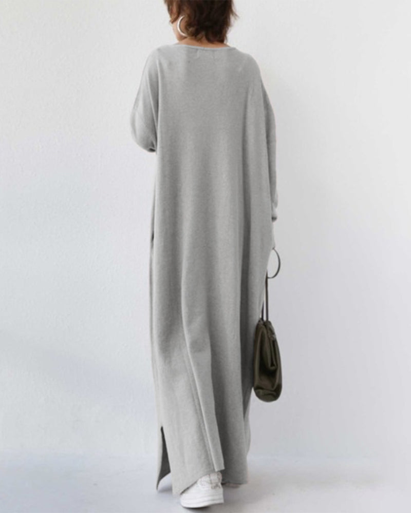 JO | stylish long-sleeved maxi dress with V-neckline for everyday wear