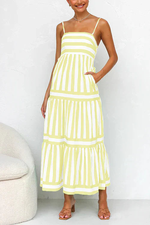 JO | Striped maxi dress with spaghetti straps and block stripes