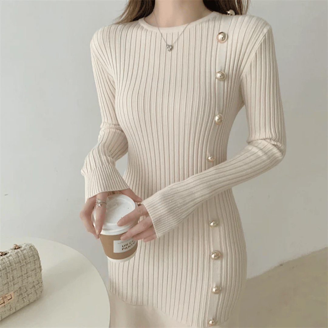 JO | elegant ribbed midi dress for women