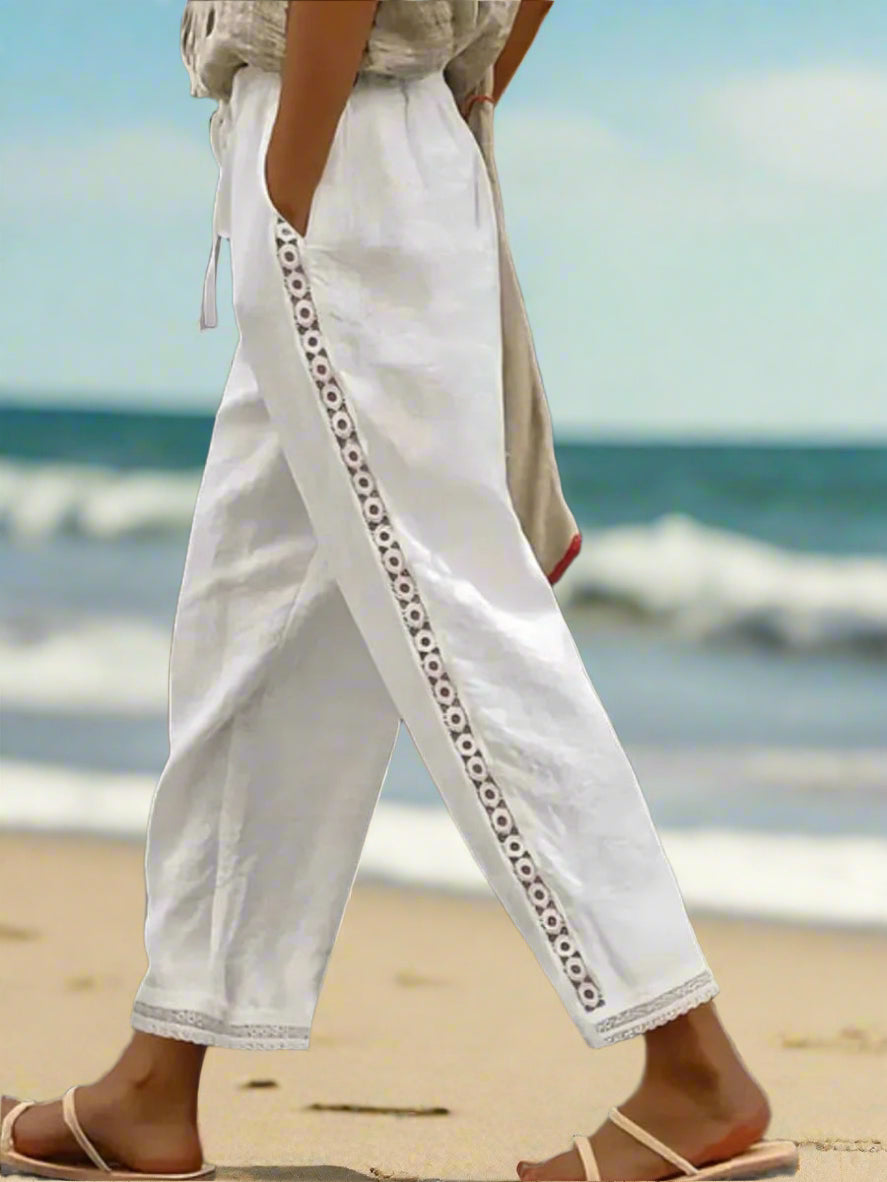 JO | White boho trousers with drawstring