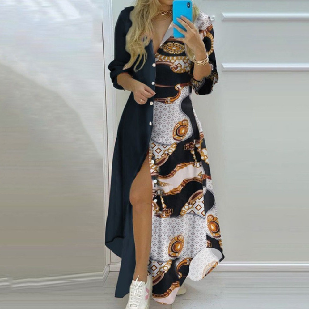 JO | elegant long-sleeved maxi dress for casual and formal occasions