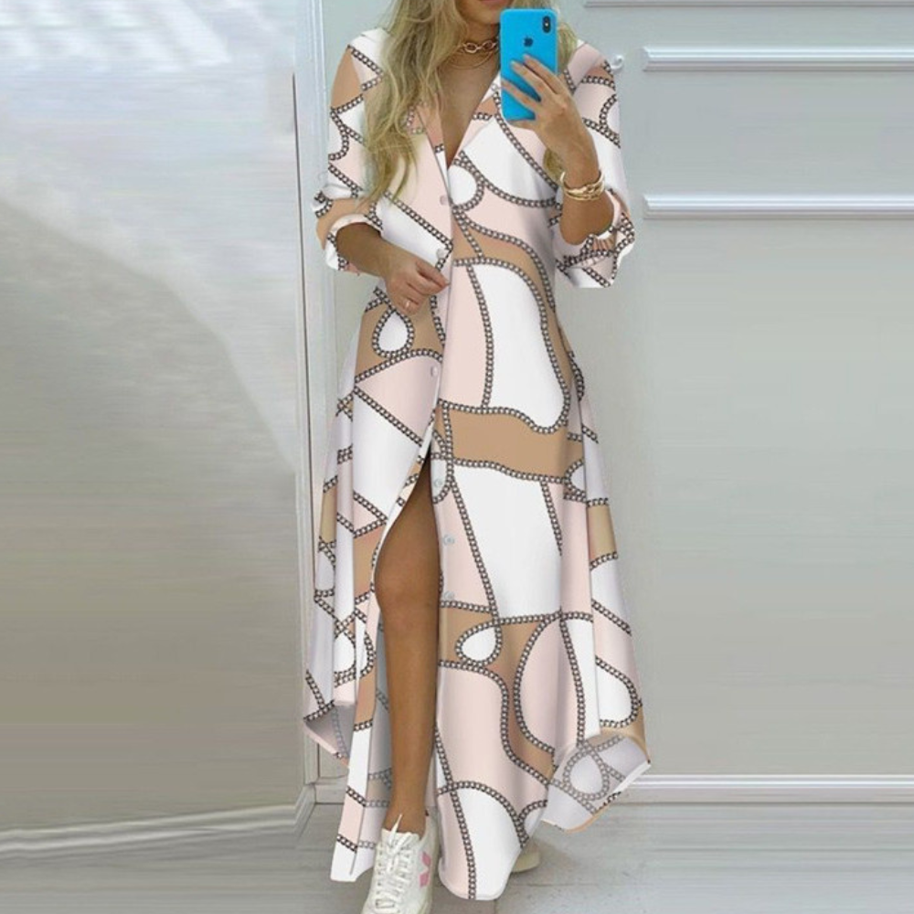 JO | elegant long-sleeved maxi dress for casual and formal occasions