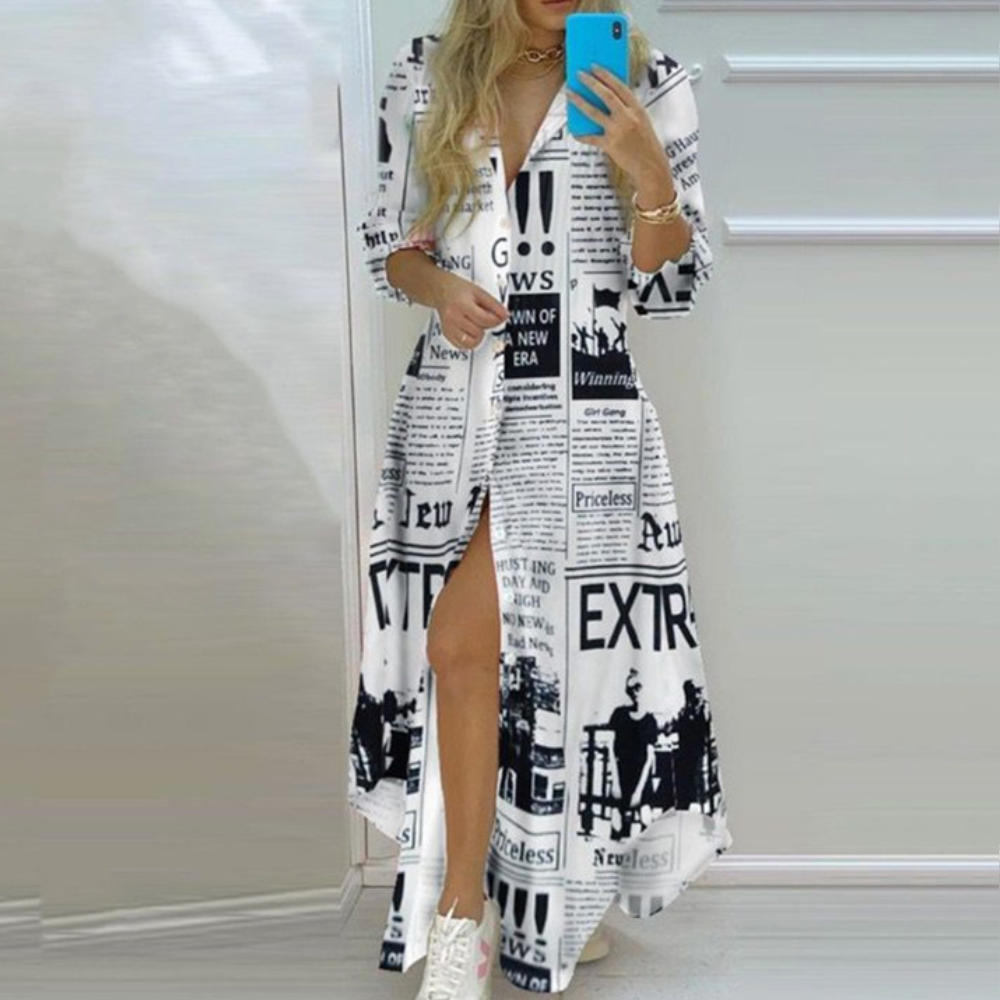 JO | elegant long-sleeved maxi dress for casual and formal occasions