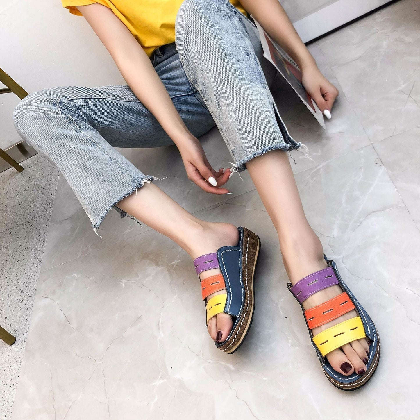 JO | | Comfortable tricolor support sandals for women